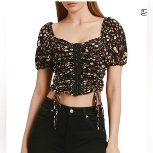 EUC Meraki puff sleeve rouched blouse size medium